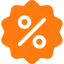 A orange sign with an image of percent symbol.