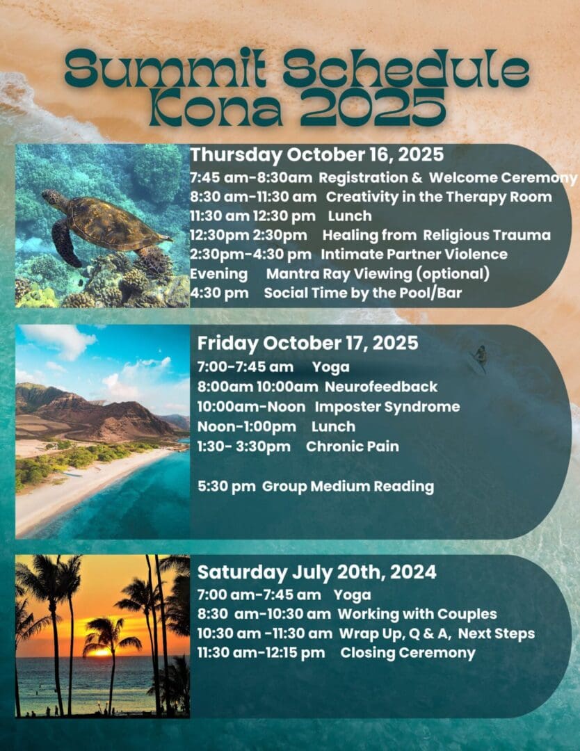 A poster with three different dates for the kona 2 0 2 5.